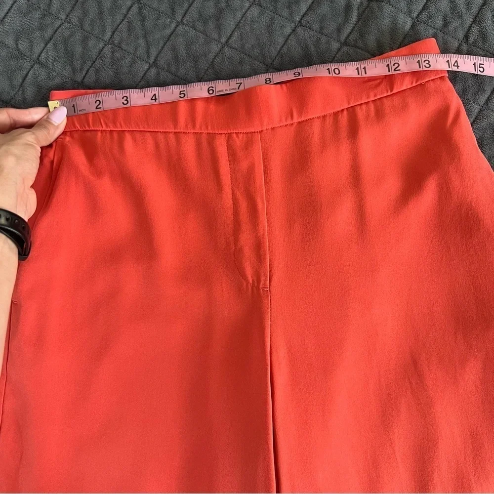 Theory Pants Women’s Small Silk Wide Leg Elastic Waist High Rise Pockets B4
